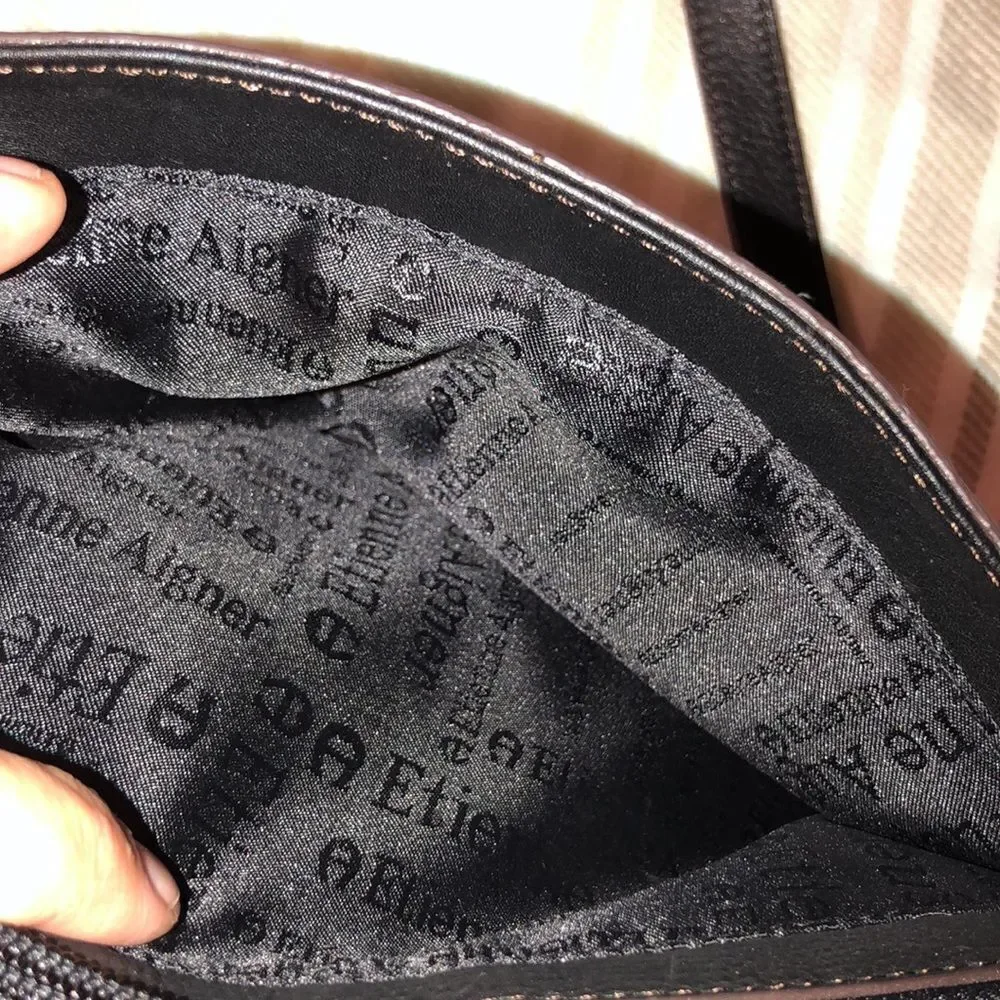 Etienne Aigner Genuine Leather Black Hobo Bag